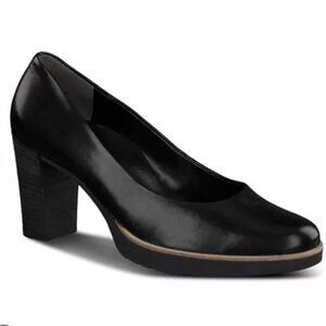 Paul Green Kathy Womens Platform Pump 10 Black Leather Block Heel Padded Insole